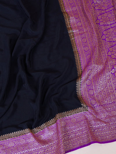 Pallava Black Crepe Silk Saree