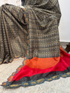 Wild Feral Grey Printed Silk Sari