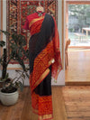 Black & Orange Ikat Cotton Saree