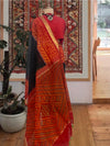 Black & Orange Ikat Cotton Saree