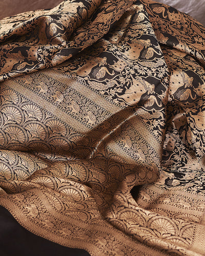 Nandanvan Black Silk Saree