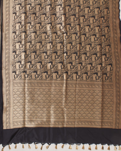 Nandanvan Black Silk Saree