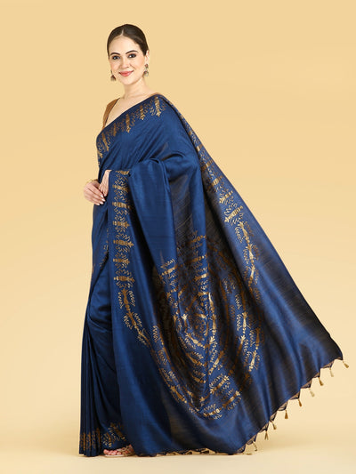Neelambika Blue Matka Georgette Saree