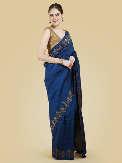 Neelambika Blue Matka Georgette Saree