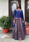 Blue Brocade Lehenga Cape Set