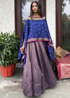 Blue Brocade Lehenga Cape Set
