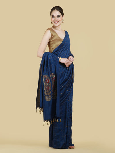 Checkers Blue Matka Georgette Sari