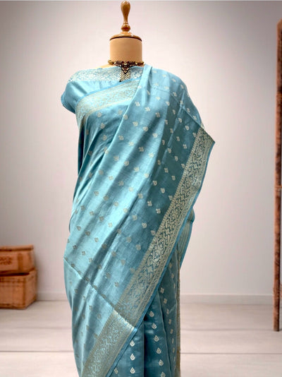 Sophia Blue Chinya Silk Sari