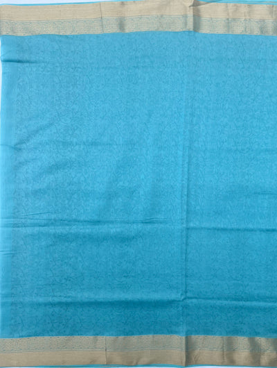 Samudra Blue Cotton Silk Tanchoi Saree