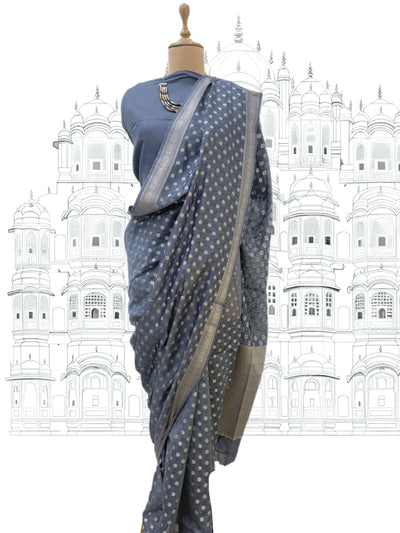 Jodhpur Smoky Blue Cotton Saree