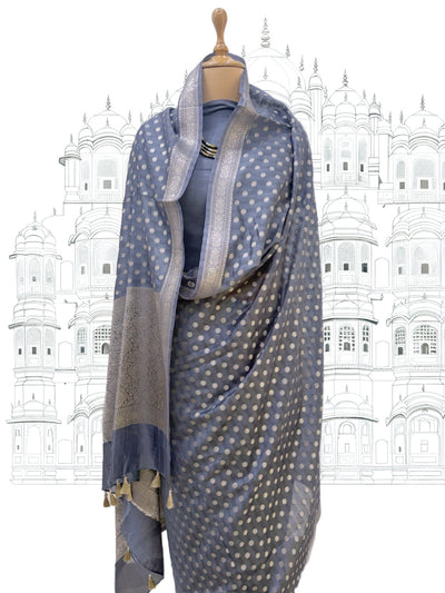 Jodhpur Smoky Blue Cotton Saree