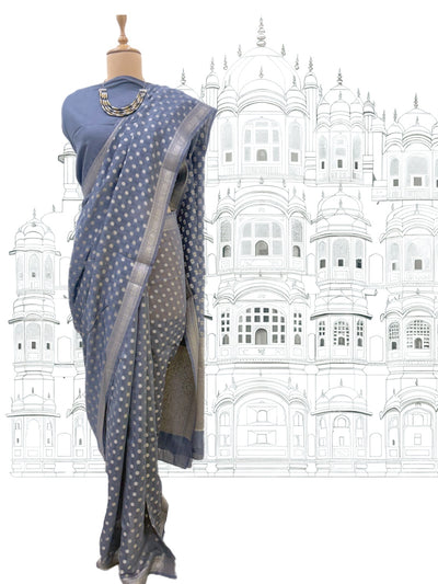 Jodhpur Smoky Blue Cotton Saree