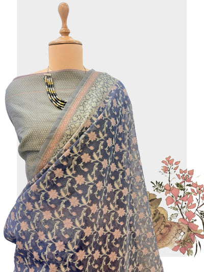 Twilight Blue Cotton Saree