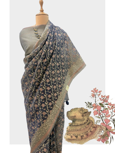 Twilight Blue Cotton Saree