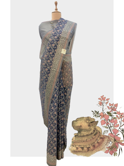 Twilight Blue Cotton Saree