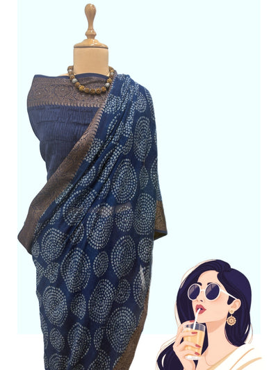 Neelmani Blue Printed Cotton Saree