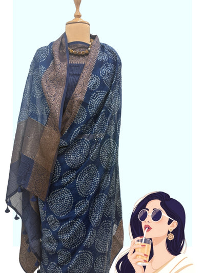 Neelmani Blue Printed Cotton Saree