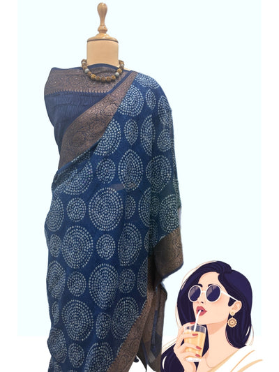 Neelmani Blue Printed Cotton Saree