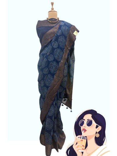 Neelmani Blue Printed Cotton Saree