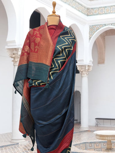 Mohini Blue Moonga Cotton Saree