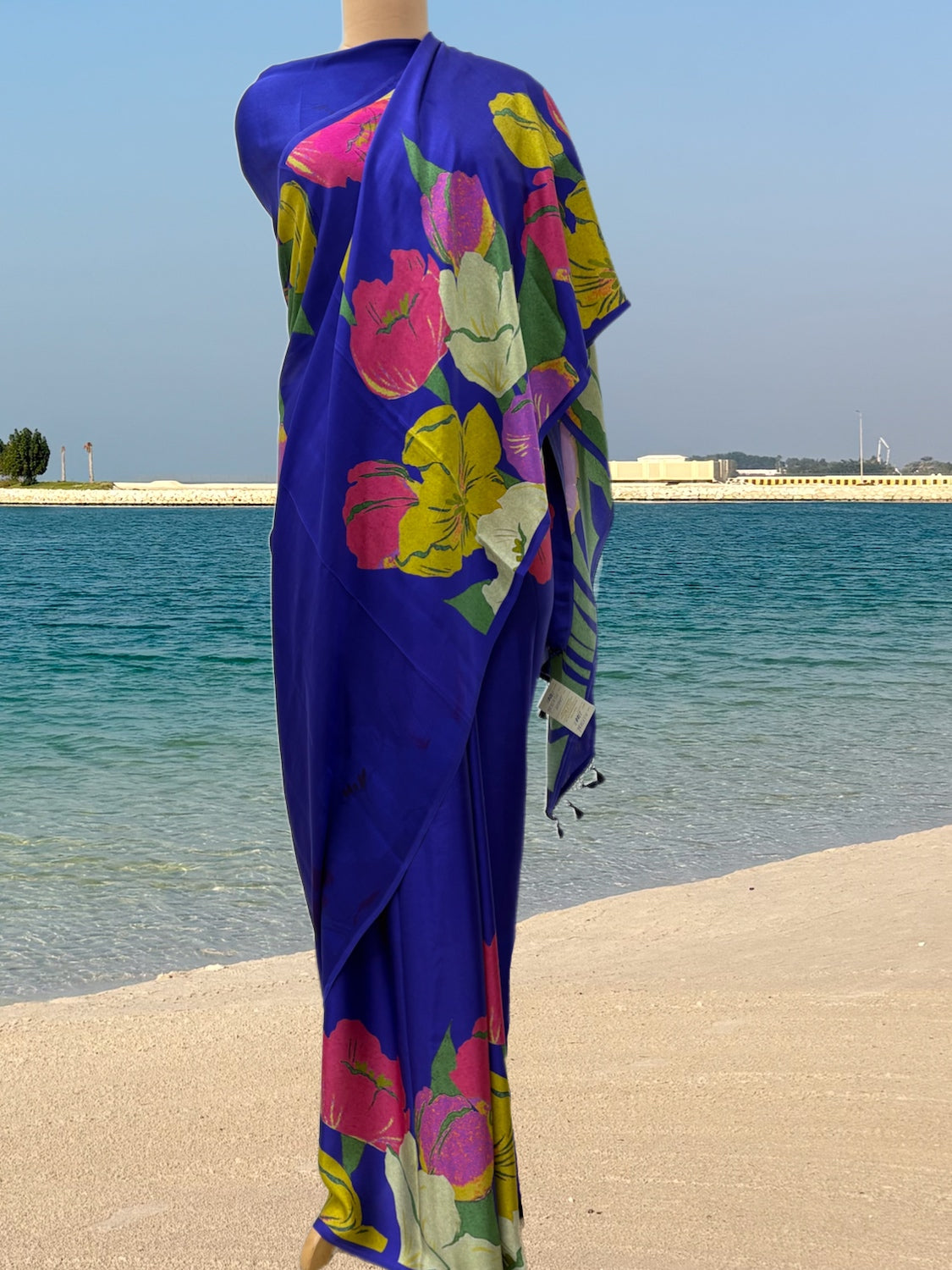 Diadem of the Duchess Blue Satin Saree