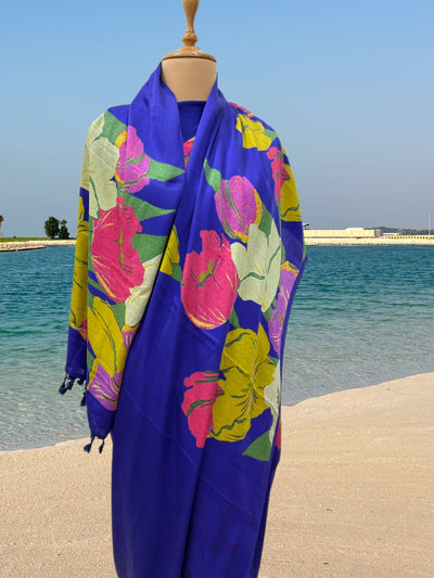 Diadem of the Duchess Blue Satin Saree