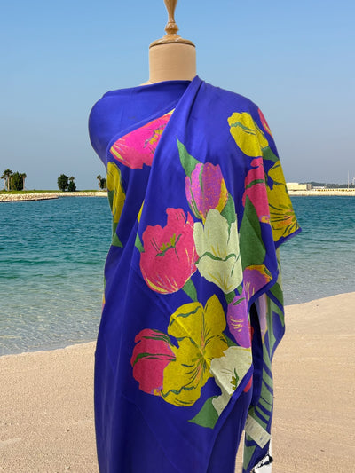 Diadem of the Duchess Blue Satin Saree