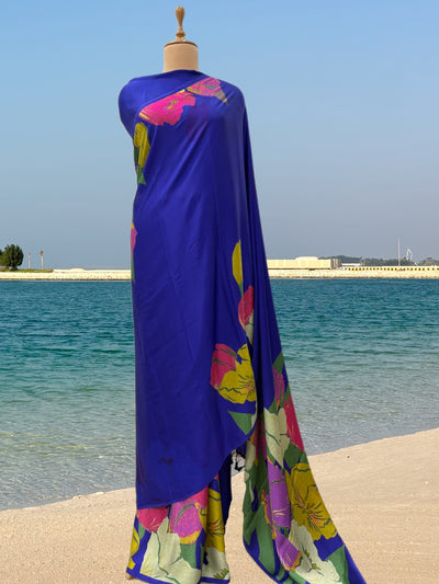 Diadem of the Duchess Blue Satin Saree