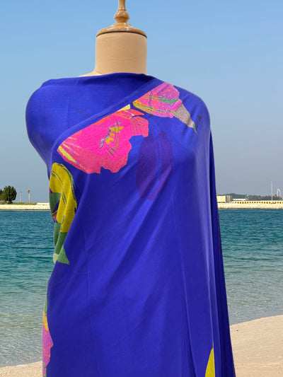 Diadem of the Duchess Blue Satin Saree