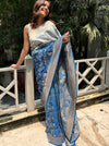 Bridge of Dreams Blue Katan Silk Saree