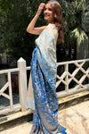 Bridge of Dreams Blue Katan Silk Saree