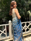 Bridge of Dreams Blue Katan Silk Saree