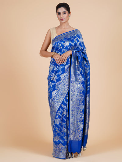 Gulistan Blue Katan Silk Saree