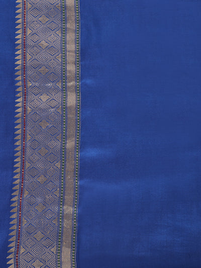 Floating leaves Blue Soft Silk Saree