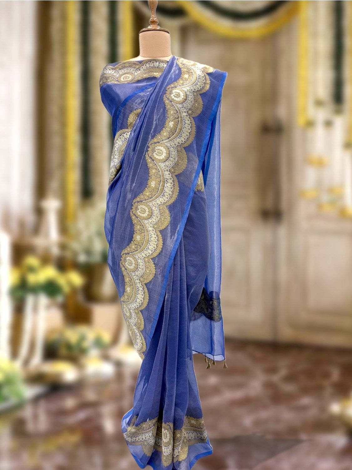 Anastasia Blue Banarasi Tissue Sari