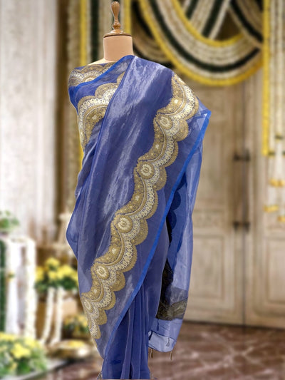 Anastasia Blue Banarasi Tissue Sari