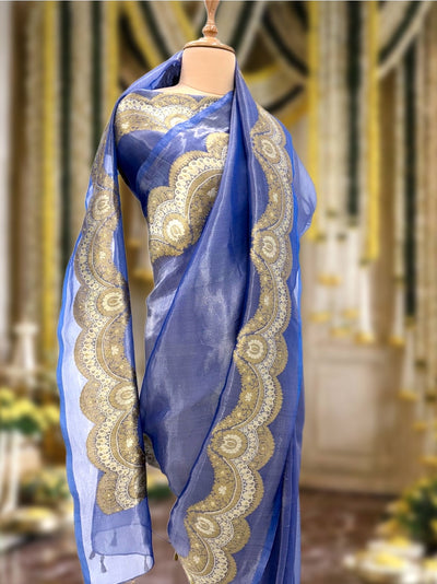 Anastasia Blue Banarasi Tissue Sari