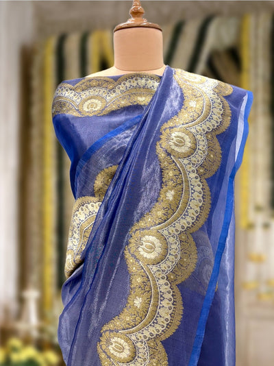 Anastasia Blue Banarasi Tissue Sari