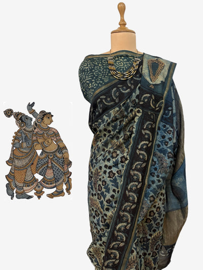 Varahgiri Charcoal Kalamkari Cotton Saree