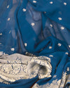 Teal Blue Khaddi Chiffon Saree
