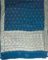 Teal Blue Khaddi Chiffon Saree
