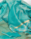 Sultana Turquoise Tissue Saree