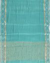 Sultana Turquoise Chiffon Tissue Saree