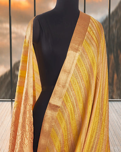 Mango Yellow Rangkaat Crepe silk Saree