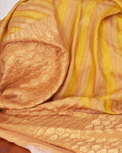 Mango Yellow Rangkaat Crepe silk Saree