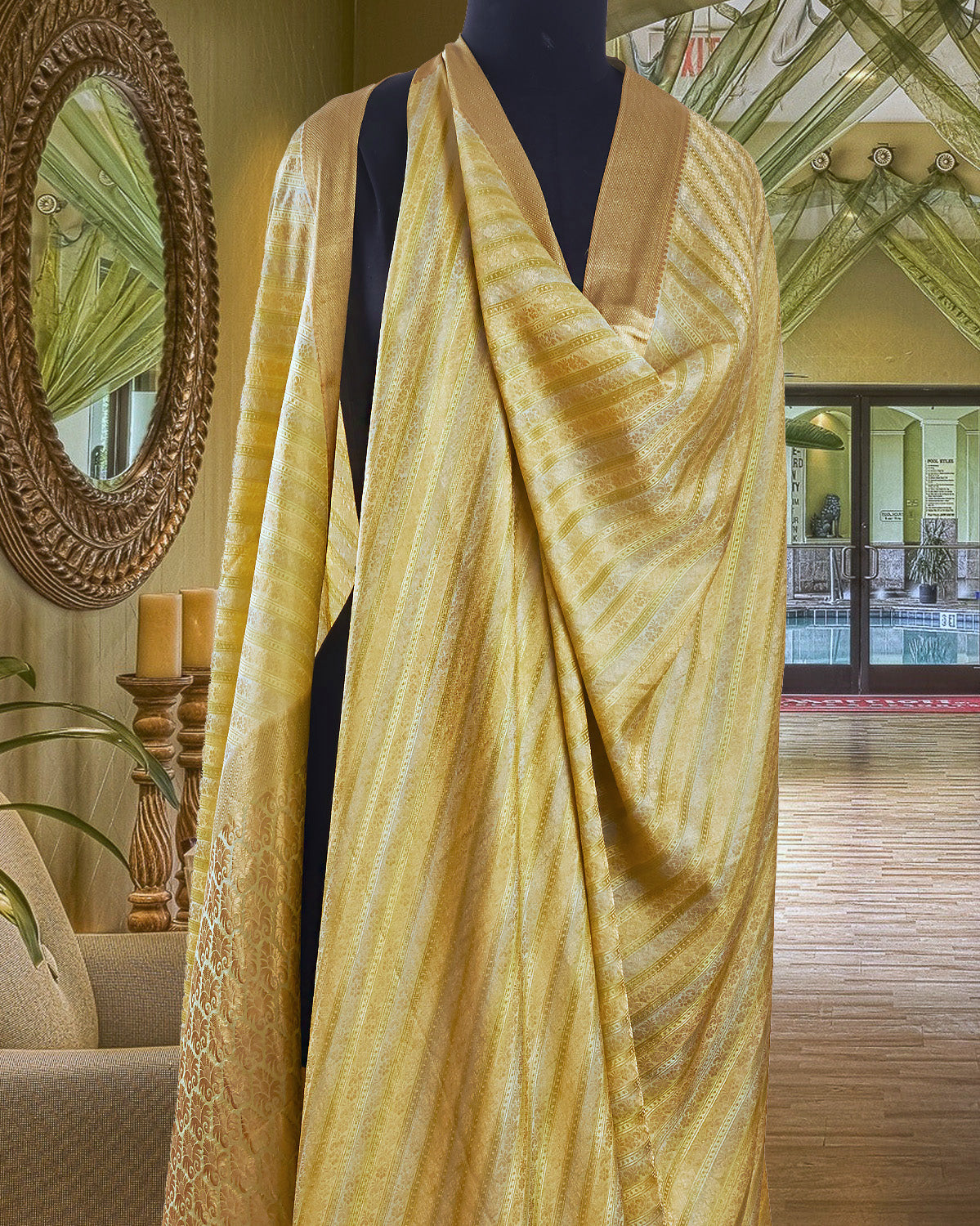 Cardamom green Rangkaat Crepe silk Saree
