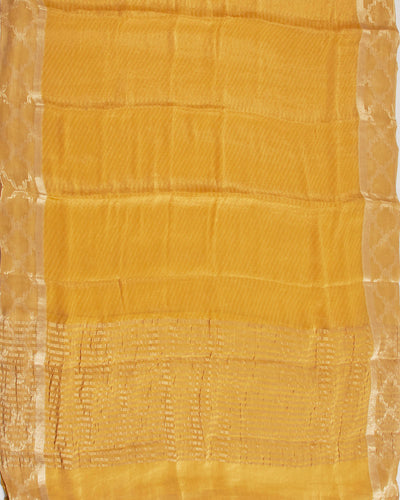Citrine Yellow Chiffon Tissue Saree