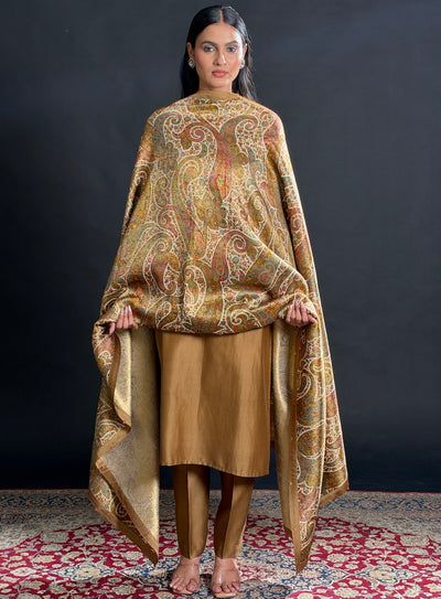 Nargis Chikoo Brown Crepe Dupatta