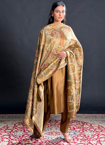 Nargis Chikoo Brown Crepe Dupatta