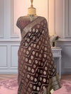 Zuri Brown Chinya Silk Saree